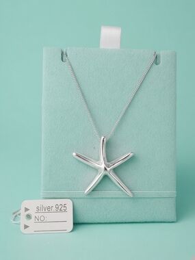 Kiss of the Sea • Solid 925 Silver Starfish Pendant 1" + 9" Chain